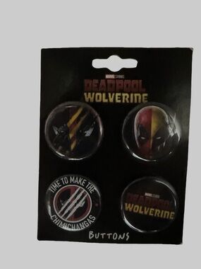 Marvel Deadpool Wolverine Black Collectible Button Set